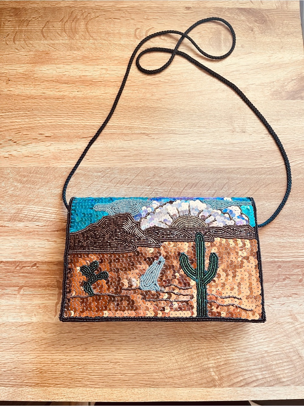 Vintage Sequined and Beaded Desert Crossbody Bag